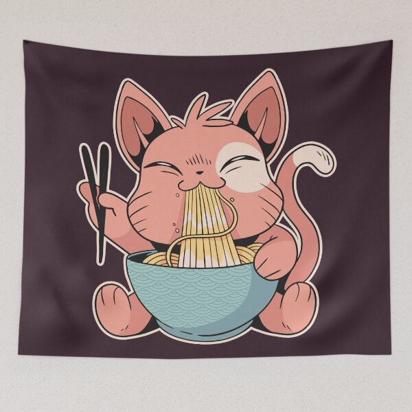 Item preview, Cartoon Cat Eating Ramen designed and sold by SLAG-Creative.