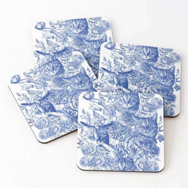 Item preview, spooked surprise cat flower bouquet engraving-china blue designed and sold by Giddygoatthe3rd.