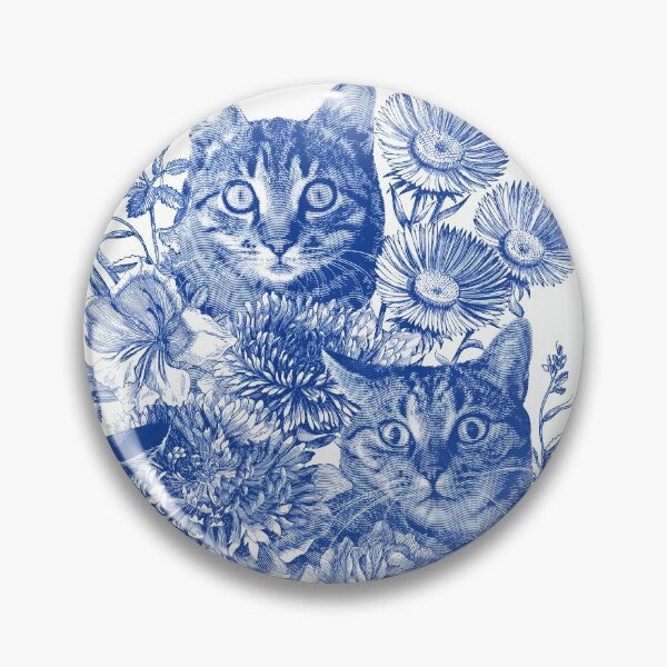Item preview, spooked surprise cat flower bouquet engraving-china blue designed and sold by Giddygoatthe3rd.