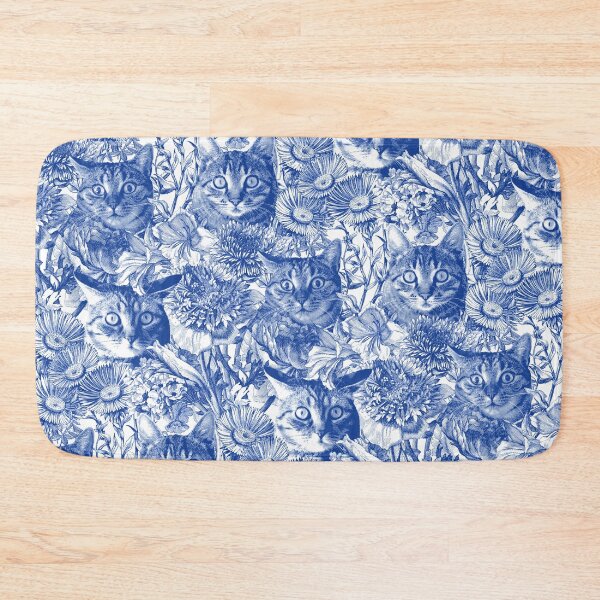 Item preview, spooked surprise cat flower bouquet engraving-china blue designed and sold by Giddygoatthe3rd.