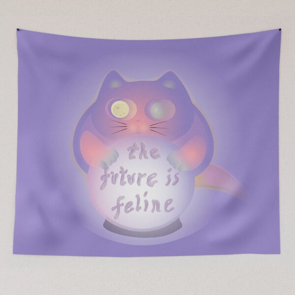 Item preview, the future is feline cat clairvoyant pastel purple designed and sold by MiraNomegusta.
