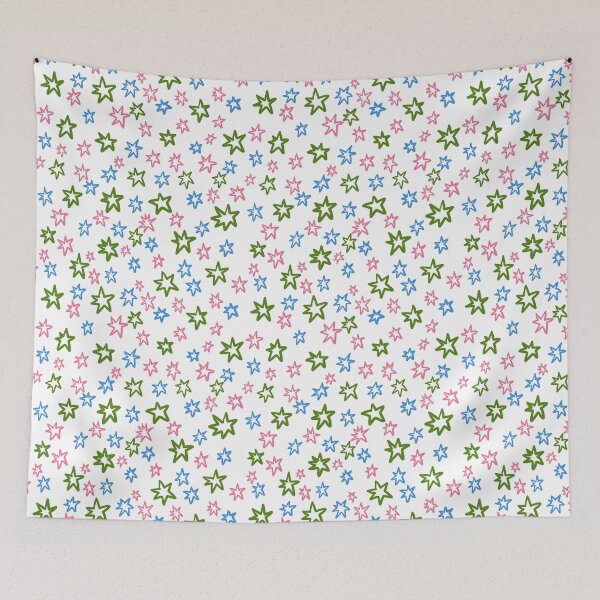 Aperçu de l'œuvre Seamless pattern. Multicolored stars on a white background. Digital art. créée et vendue par Yovin11.