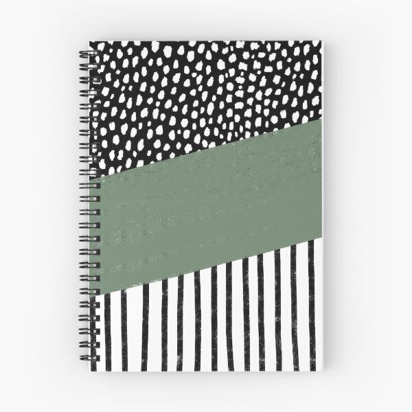 Artikelvorschau, Tupfen- und Streifenmuster (schwarz/weiß/salbeigrün) entworfen und verkauft von Design Minds Boutique.