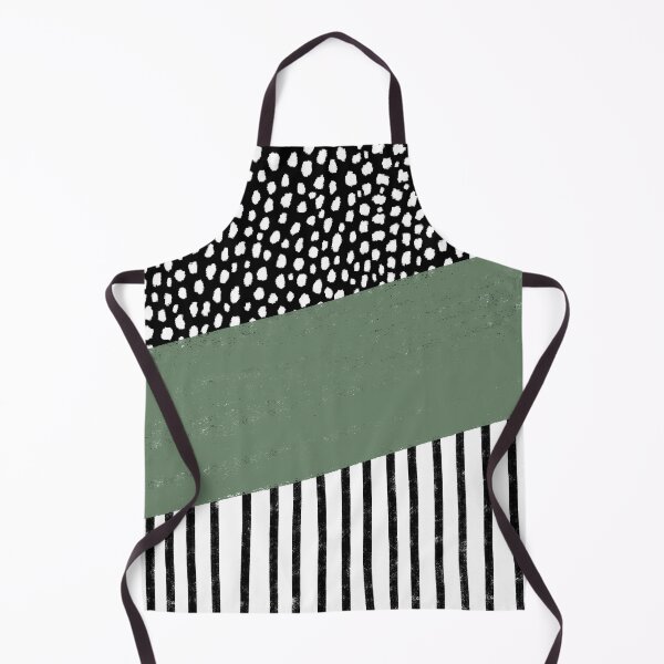 Item preview, Polka Dots and Stripes Pattern (black/white/sage green) designed and sold by Design Minds Boutique.