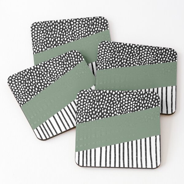 Item preview, Polka Dots and Stripes Pattern (black/white/sage green) designed and sold by Design Minds Boutique.