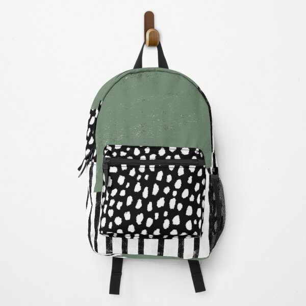 Item preview, Polka Dots and Stripes Pattern (black/white/sage green) designed and sold by Design Minds Boutique.