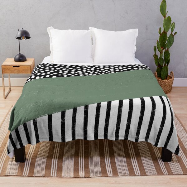 Item preview, Polka Dots and Stripes Pattern (black/white/sage green) designed and sold by Design Minds Boutique.