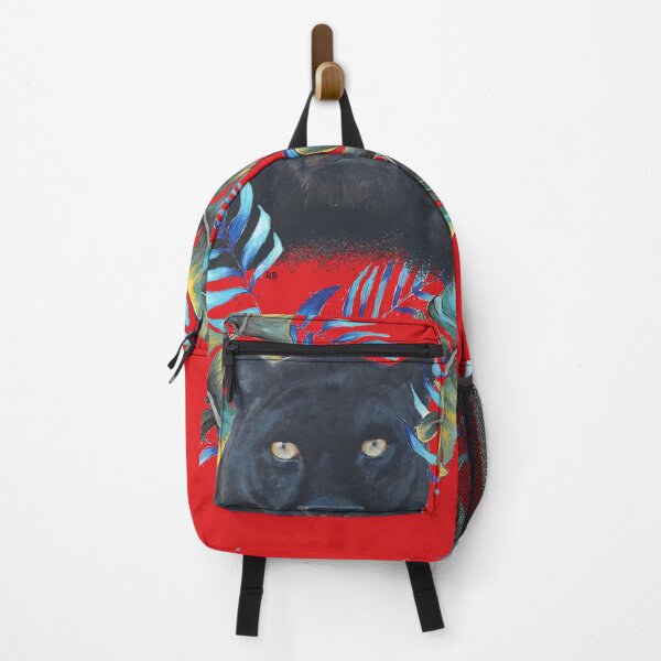 Item preview, Panther Tropical Red Jungle | Black Leopard | Wild Cat Face | designed and sold by BoastInArt.