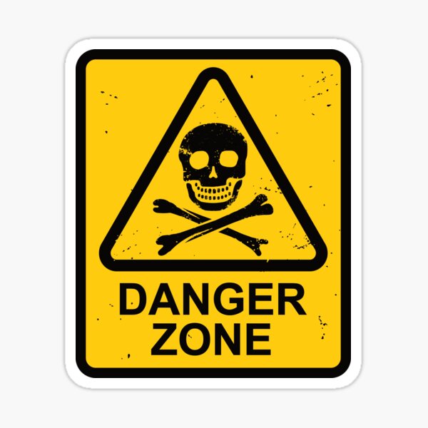 Danger Area Warning Sign Vinyl Sticker Decal Crossbones Skull Die Cut 11 x 8cm
