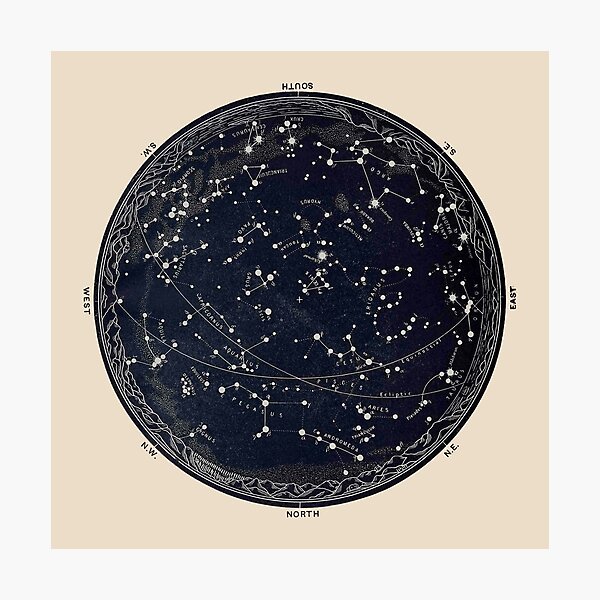 Item preview, Antique Map of the Night Sky, 19th century astronomy designed and sold by Glimmersmith.