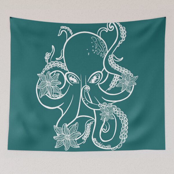Item preview, Copy of Octopus and Flowers Black Lineart  designed and sold by Krystal  Thomas.