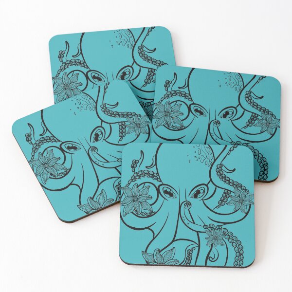 Item preview, Octopus and Flowers Black Lineart  designed and sold by Krystal  Thomas.