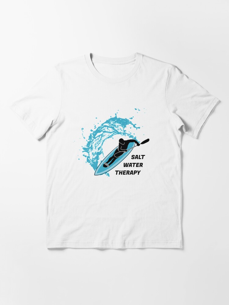 Salt water therapy kayak paddle ski waveski surfing silhouette Essential T- Shirt for Sale by portrait4you