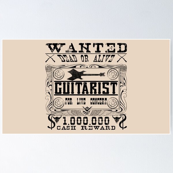 Aperçu de l'œuvre Musicien Guitariste "Wanted Dead or Alive" créée et vendue par WAVV.