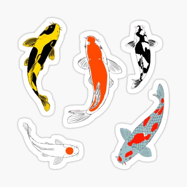 Koi Fish | Seamless Pattern | Koi Design | Maroon Sticker