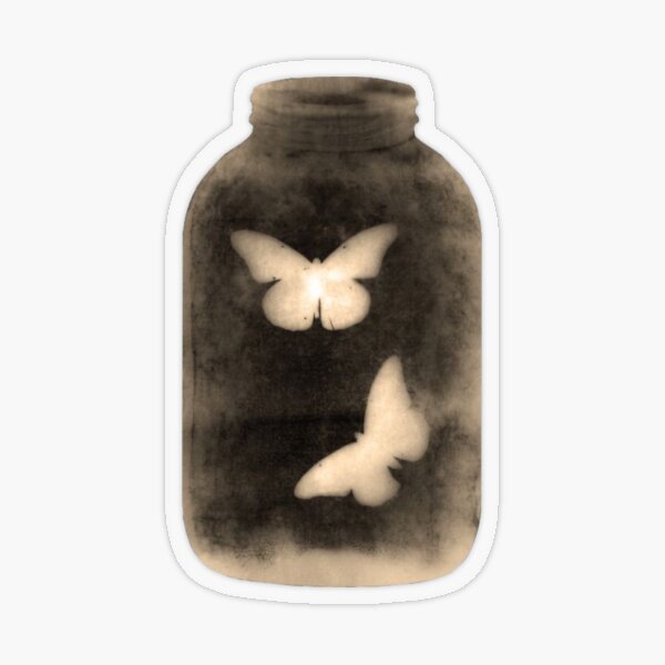 Vintage Butterflies in a Jar Transparent Sticker
