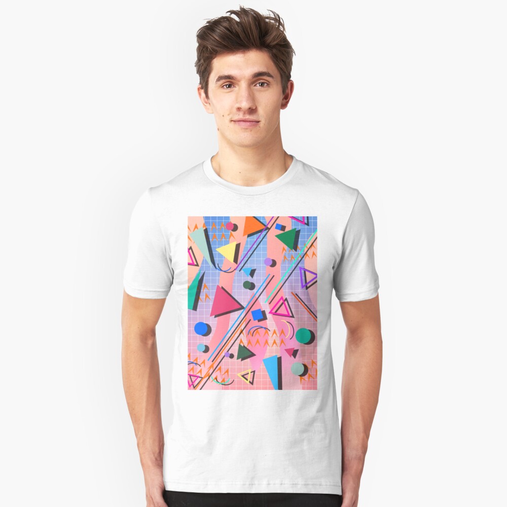 80s pop retro pattern 2 Slim Fit T-Shirt