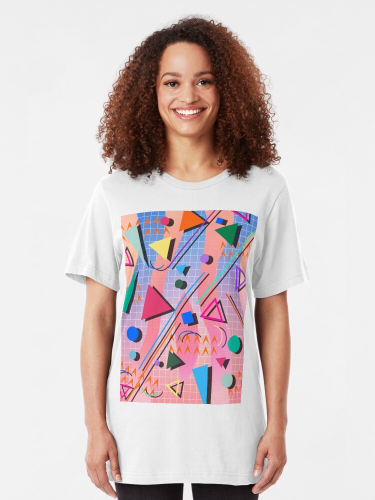 Alternate view of 80s pop retro pattern 2 Slim Fit T-Shirt