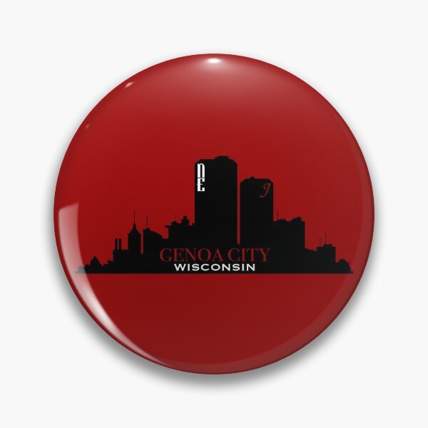 Artikelvorschau, Genoa City, Wisconsin Skyline - GROSSE SCHRIFT auf Rot entworfen und verkauft von PawsitiveMum.