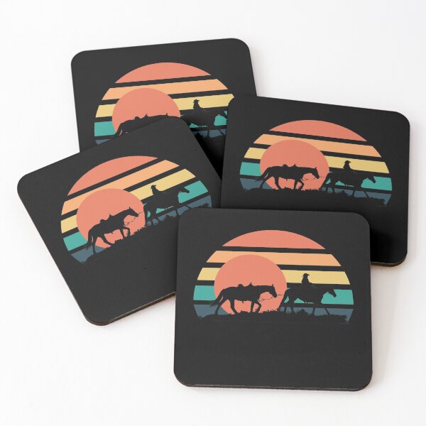 Item preview, Cowboy with horses retro sunset designed and sold by Trantor-Tees.