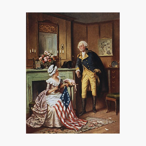Item preview, General Washington with Betsy Ross and The US Flag - Percy Moran designed and sold by warishellstore.