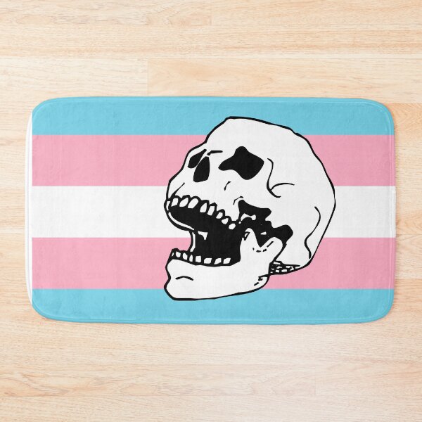 Item preview, trans pride flag skull  designed and sold by craftordiy.art.