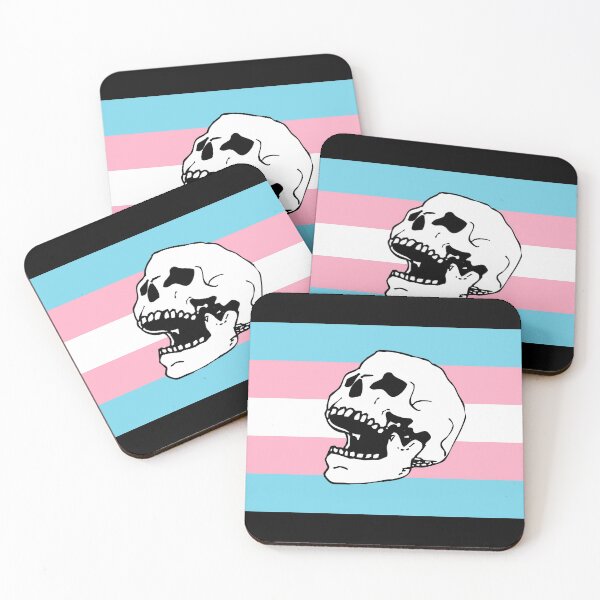 Item preview, trans pride flag skull  designed and sold by craftordiy.art.