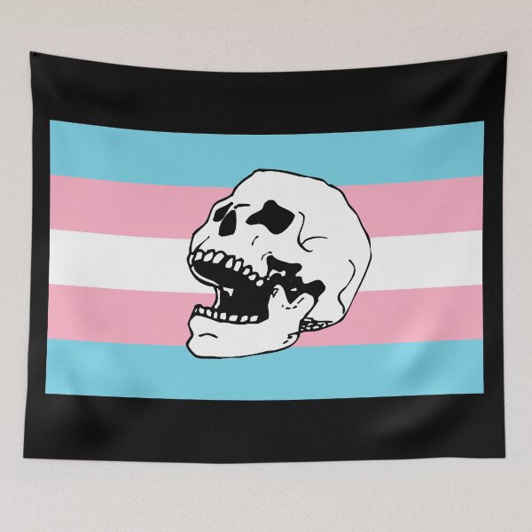 Item preview, trans pride flag skull  designed and sold by craftordiy.art.