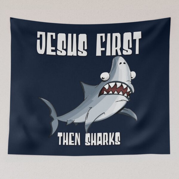 Item preview, Jesus First, Then Sharks! designed and sold by TheKingdomAttic.