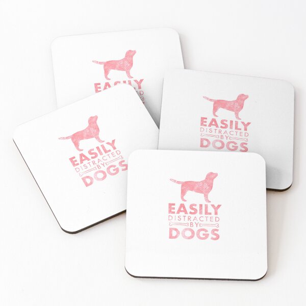 Item preview, Easily Distracted by Dogs - Distressed Pink on White designed and sold by Kittys-Art.