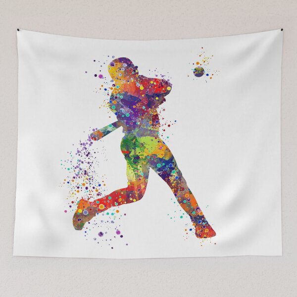 Item preview, Baseball Boy Batter Colorful Watercolor Softball Player designed and sold by LotusGifts.