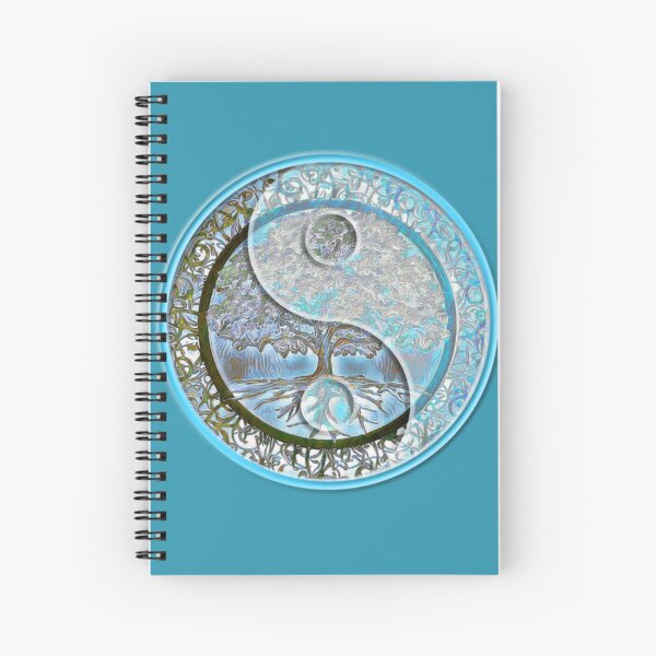 Blue Yin Yang Tree of Life Spiral Notebook