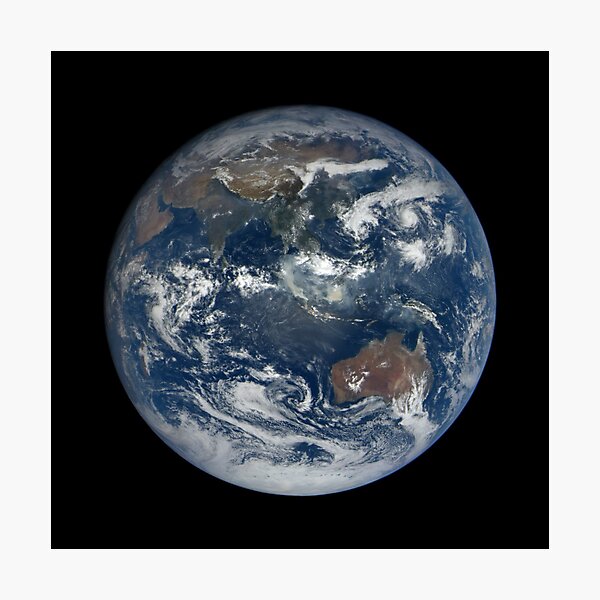 White /& Blue Horizon Of Rotating Earth From Space Canvas Wall Art Picture Print