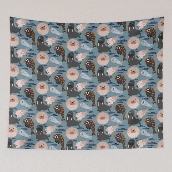 Item preview, Cute Cartoon Walrus, Seals, and Fish designed and sold by TheRainbowRoom.