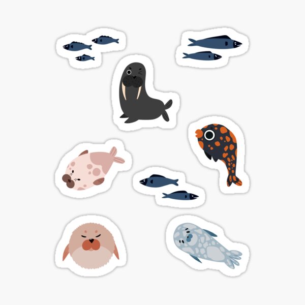Item preview, Cute Cartoon Walrus, Seals, and Fish designed and sold by TheRainbowRoom.