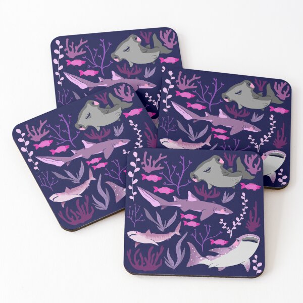 Item preview, Sharks #1 - Cute Pink and Purple Cartoon Fish Ocean Pattern designed and sold by TheRainbowRoom.