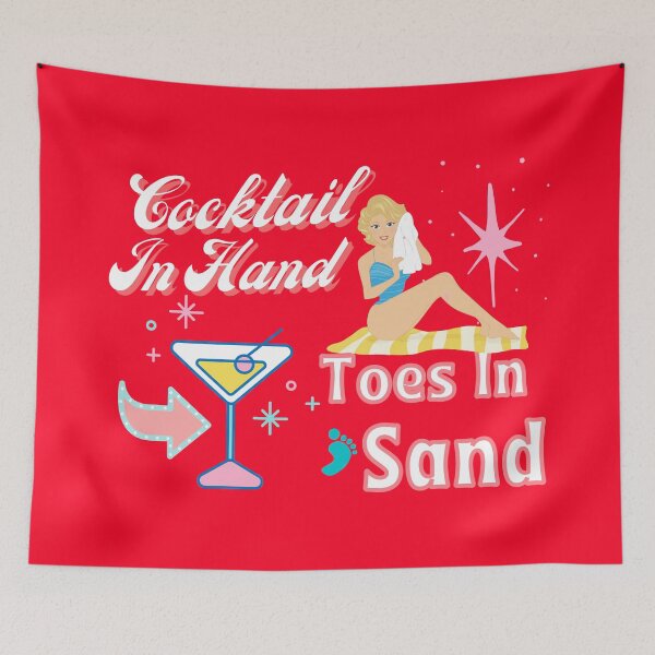 Item preview, Retro Cocktails In Hand Toes In Sand Vintage Red designed and sold by concettaellis.