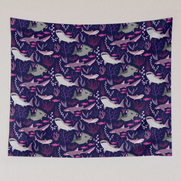 Item preview, Sharks #1 - Cute Pink and Purple Cartoon Fish Ocean Pattern designed and sold by TheRainbowRoom.
