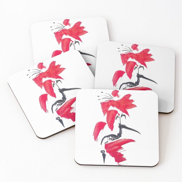 Item preview, sumie artwork of a red flower designed and sold by manuelunsui.
