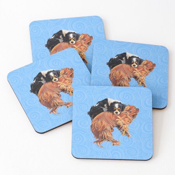 Item preview, Two cute cuddly King Charles Spaniel graphic design art designed and sold by forziati design.