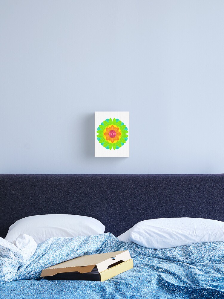 Thumbnail 2 of 3, Canvas Print, Neon mandala designed and sold by RMSdesigns.
