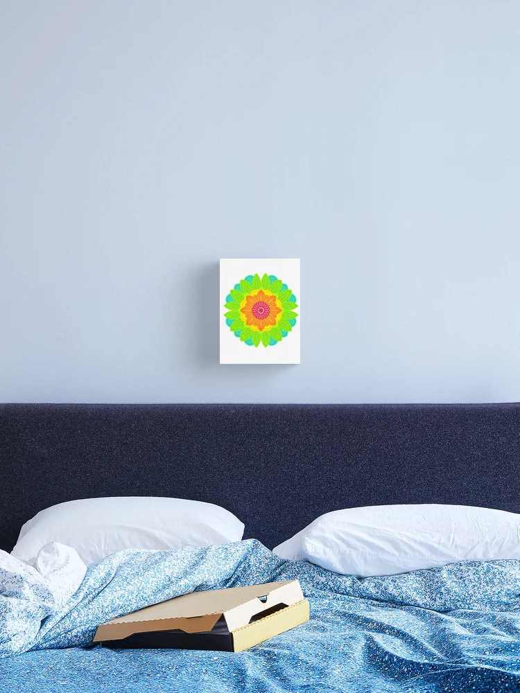 Thumbnail 2 of 3, Canvas Print, Neon mandala designed and sold by RMSdesigns.