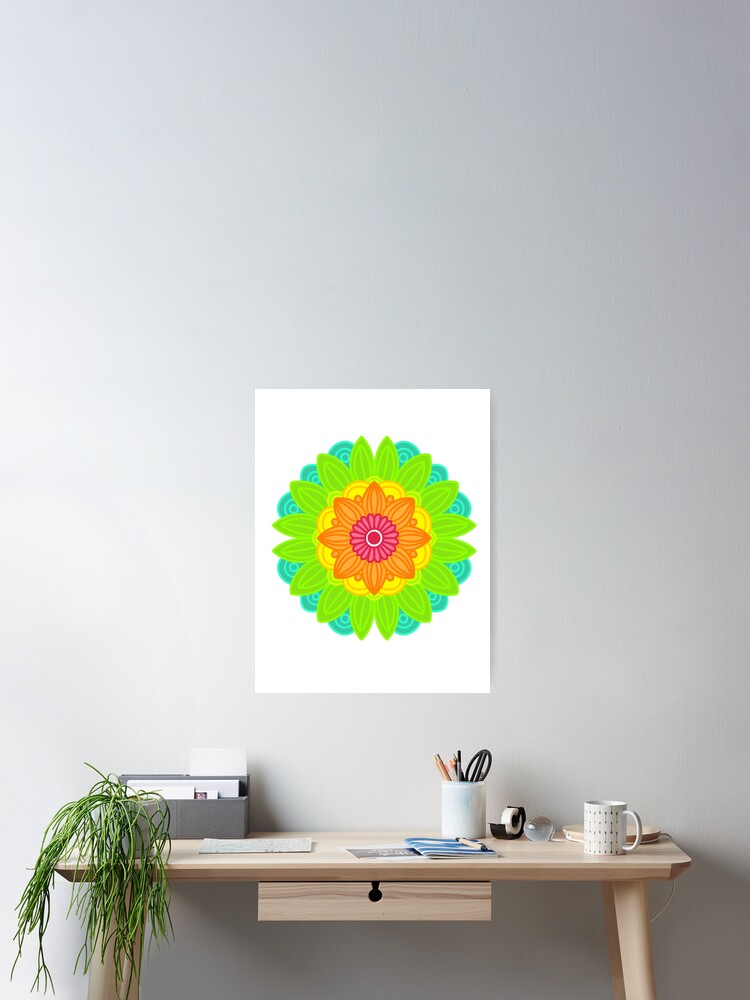 Thumbnail 2 of 3, Poster, Neon mandala  designed and sold by RMSdesigns.