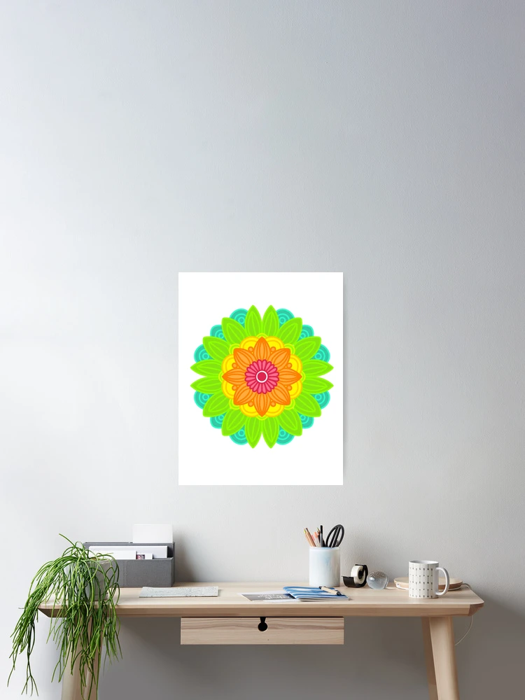 Thumbnail 2 of 3, Poster, Neon mandala designed and sold by RMSdesigns.