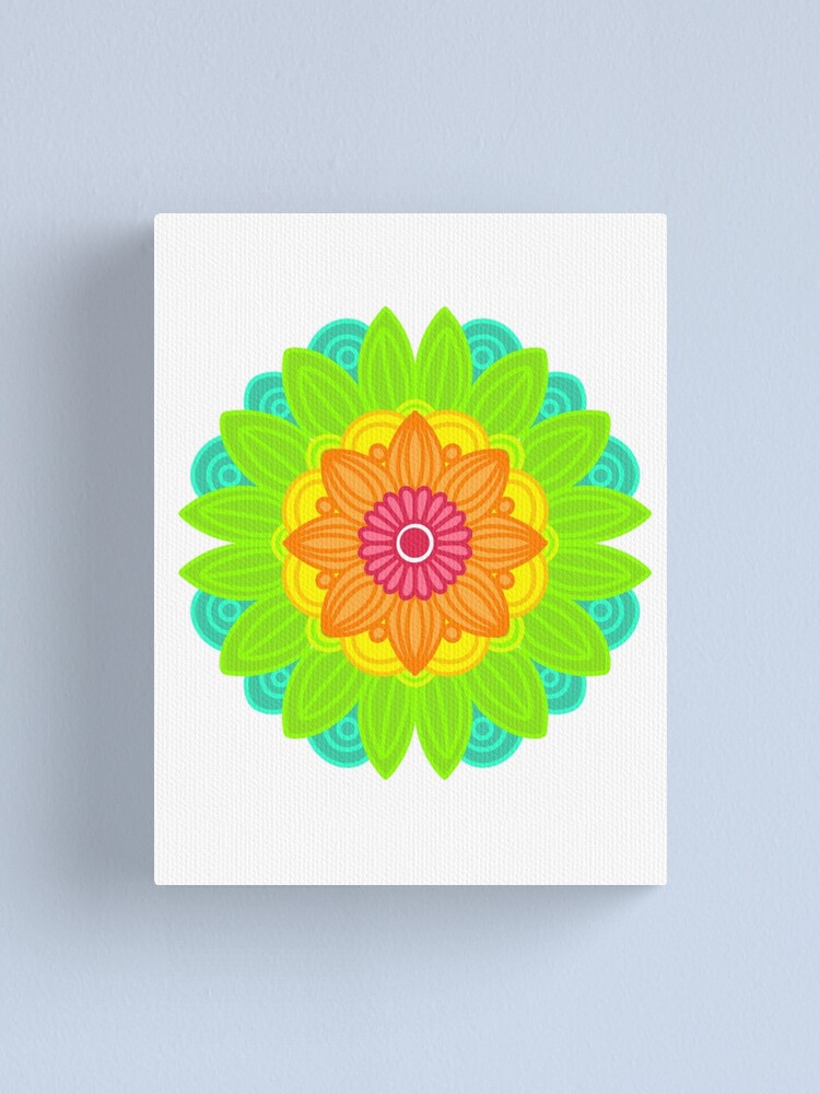 Thumbnail 1 of 3, Canvas Print, Neon mandala designed and sold by RMSdesigns.