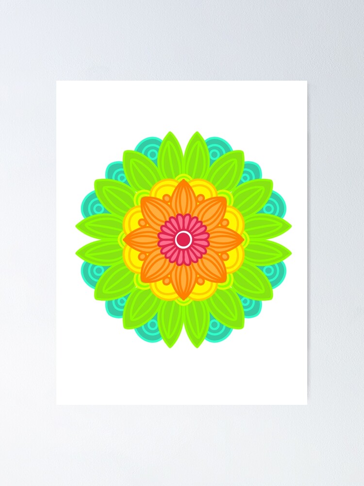 Thumbnail 1 of 3, Poster, Neon mandala  designed and sold by RMSdesigns.
