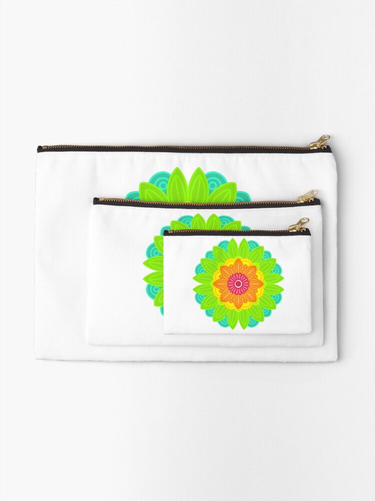 Thumbnail 2 of 4, Zipper Pouch, Neon mandala designed and sold by RMSdesigns.