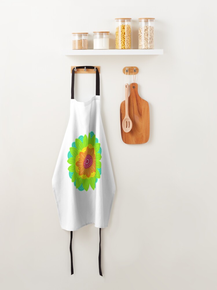 Thumbnail 4 of 6, Apron, Neon mandala designed and sold by RMSdesigns.