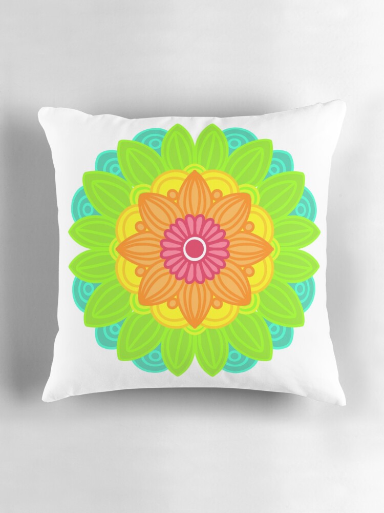 Thumbnail 3 of 4, Pillow, Neon mandala  designed and sold by RMSdesigns.