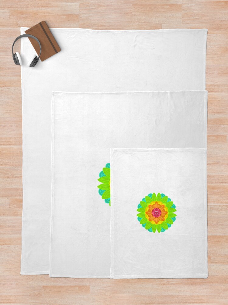 Thumbnail 5 of 6, Throw Blanket, Neon mandala designed and sold by RMSdesigns.